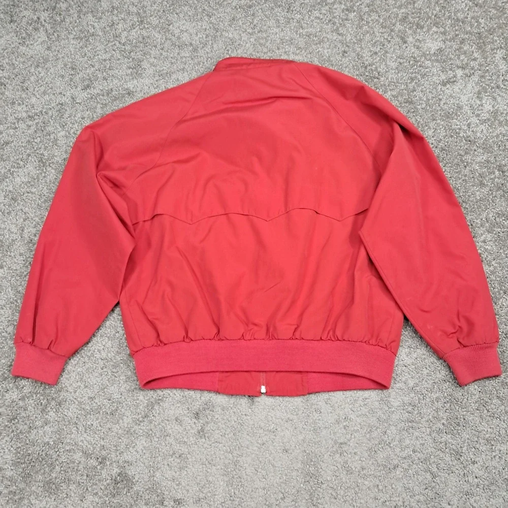 Vintage Lands End Red Harrington Jacket Plaid Lined Bomber Windbreaker Large